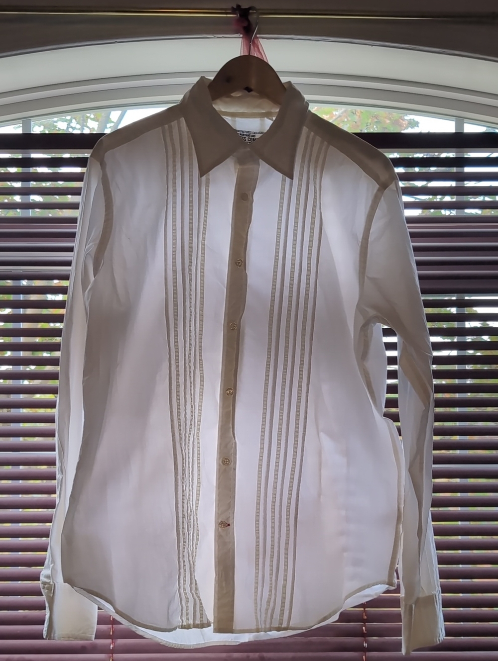 Guess White Men's Dress Shirt with Beige Trim